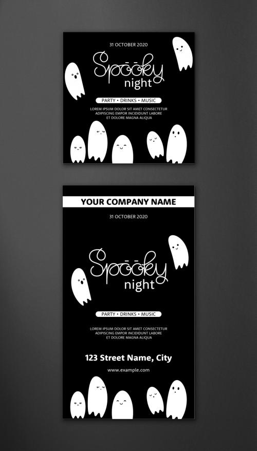 Spooky Halloween Night Social Media Banner - 385800285