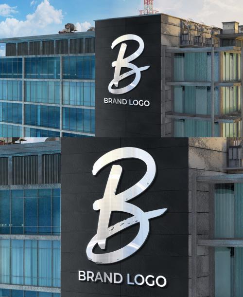 Logo Mockup on Office Building Facade - 385825366