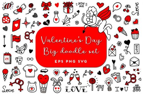 Valentine's Day doodles Set