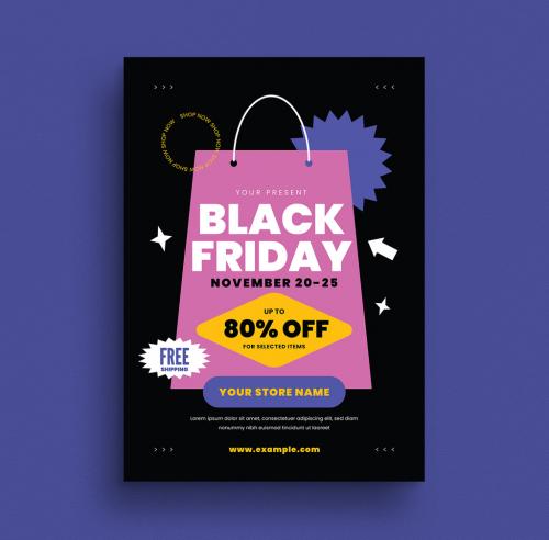 Black Friday Flyer Layout  - 386287143