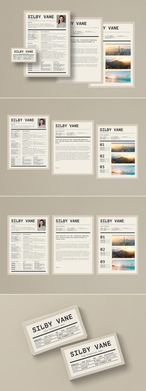 Simple Resumes Layouts with Business Card - 386287483