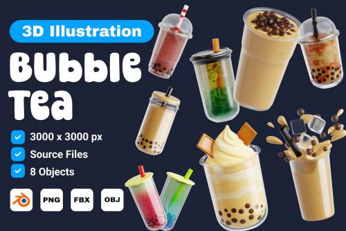 Bubble Tea V.3 - 3D Icon Set