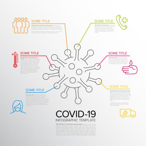 thin Line Coronavirus Infographic Layout - 386460374