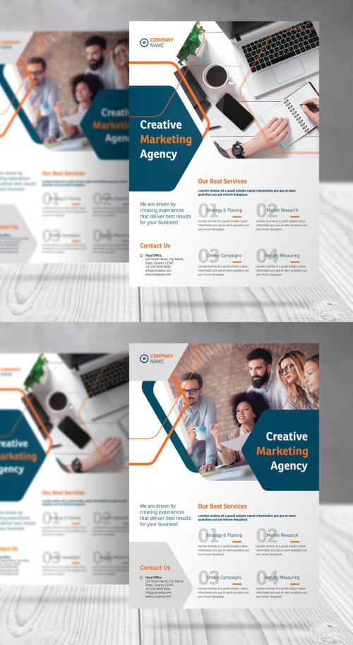 Business Flyer with Blue and Orange Accents - 386475246