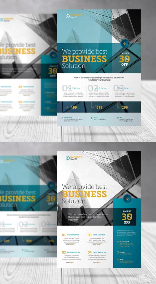 Business Flyer with Turquoise and Yellow Accents - 386475258