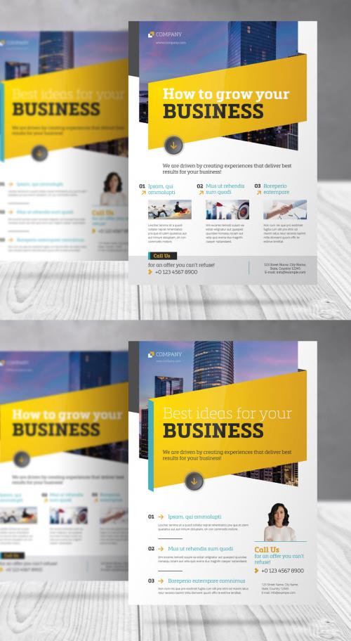 Business Consulting Flyer with Yellow Accents - 386475272