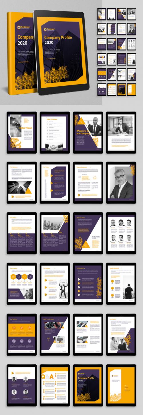 Ebook Company Profile Layout with Yellow Gradient Triangle Elements - 386488911