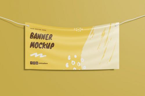 Banner Hanging on the Wall Mockup (R)