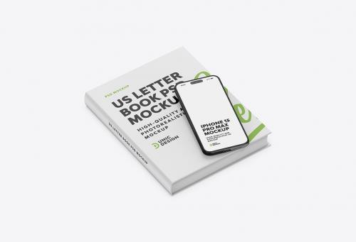 US Letter Book & iPhone 15 Mockup