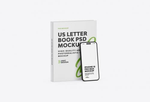 US Letter Book & iPhone 15 Mockup