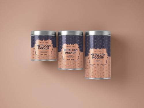 Glossy Metal Cylinder Tin Can Mockup
 - 386703153