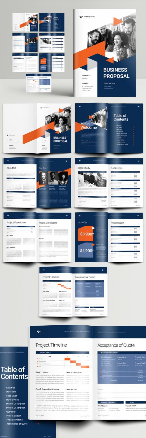 Business Proposal Layout with Triangle Elements - 386990462