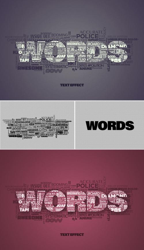 Mixed Text Words Cloud Effect Mockup - 387205415