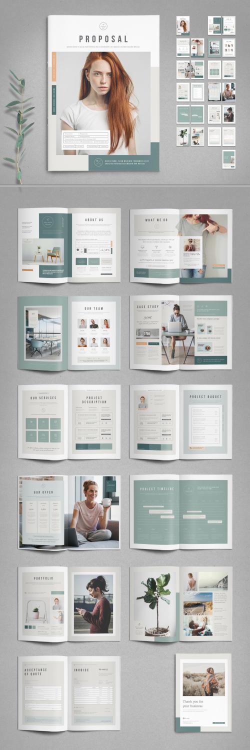 Business Proposal Template with Pale Green and Peach Elements - 387210735