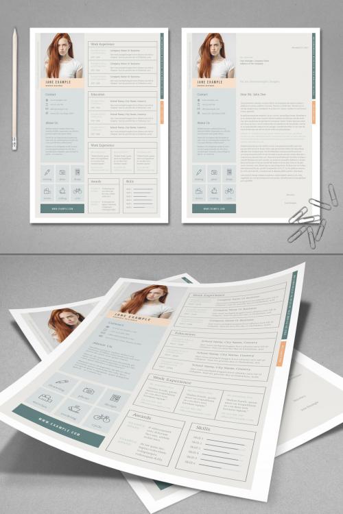 Pale Green and Peach Resume Layout - 387210744