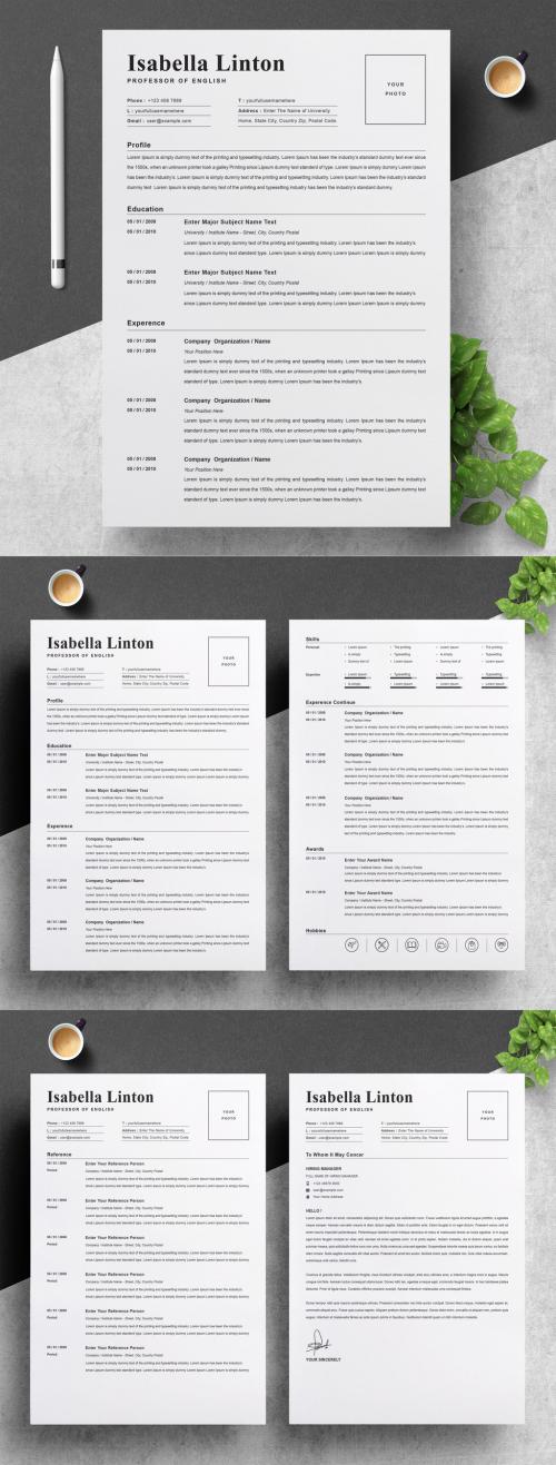 Resume Layout with Dark Orange Accents - 387421756