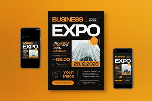 Yellow Modern Minimalist Business Expo Flyer Set