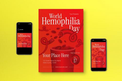 Red Gradients World Hemophilia Day Flyer Set