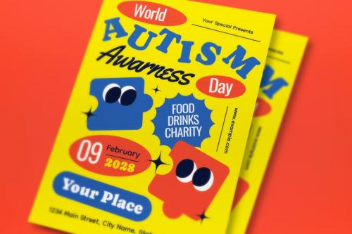 Yellow World Autism Awarness Day Flyer Set