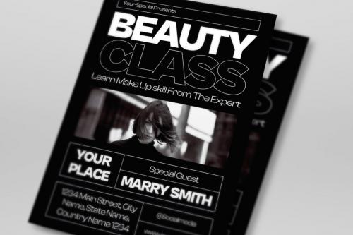 Black Modern Beauty Class Flyer Set