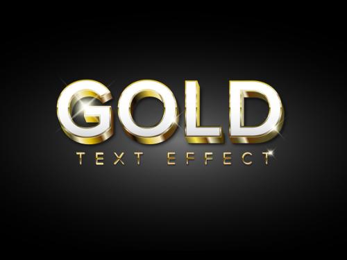 Golden White Metallic 3D Text Effect with Glitter - 387436972