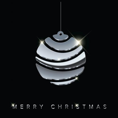 Christmas Card with Minimalistic Silver Bulb  - 387437024