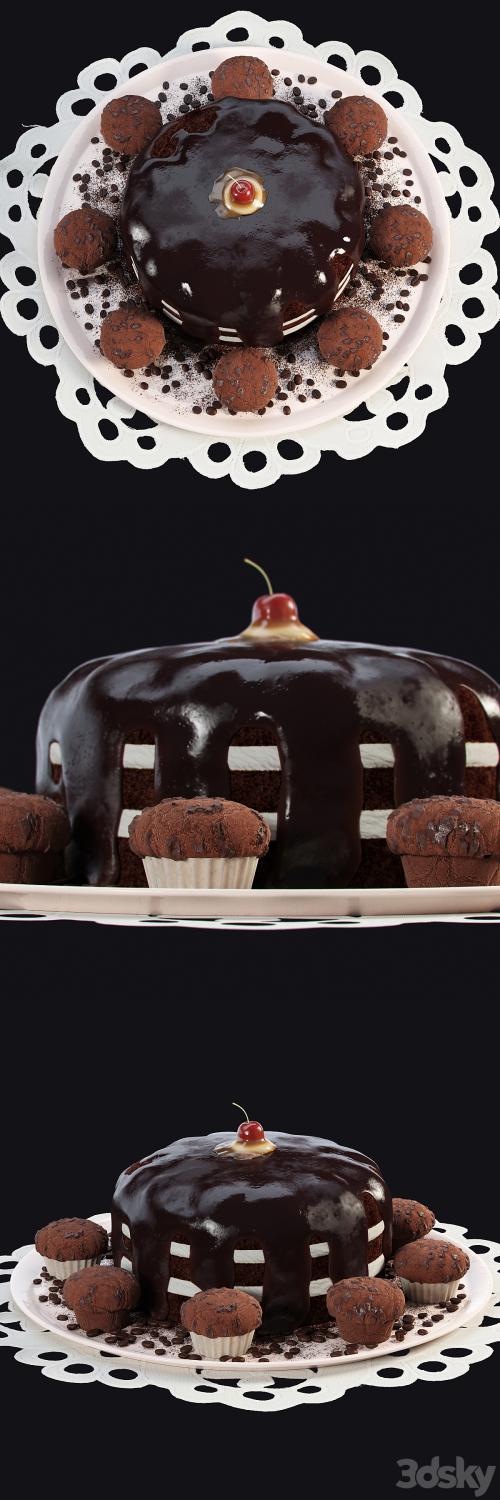 Chocolate cake and muffins