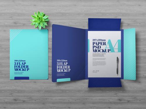 3 Flap Folder Mockup - 387457009