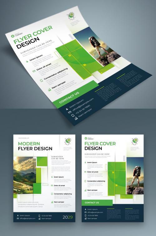 Business Flyer Layout with Green Elements - 387465390