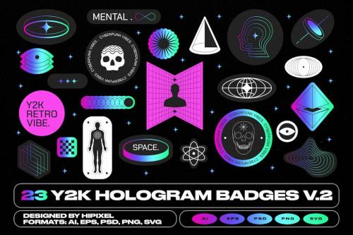 Y2K Hologram Badge Stickers V.2