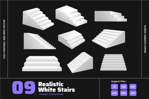 Realistic Stair - Interior Structure Step Building