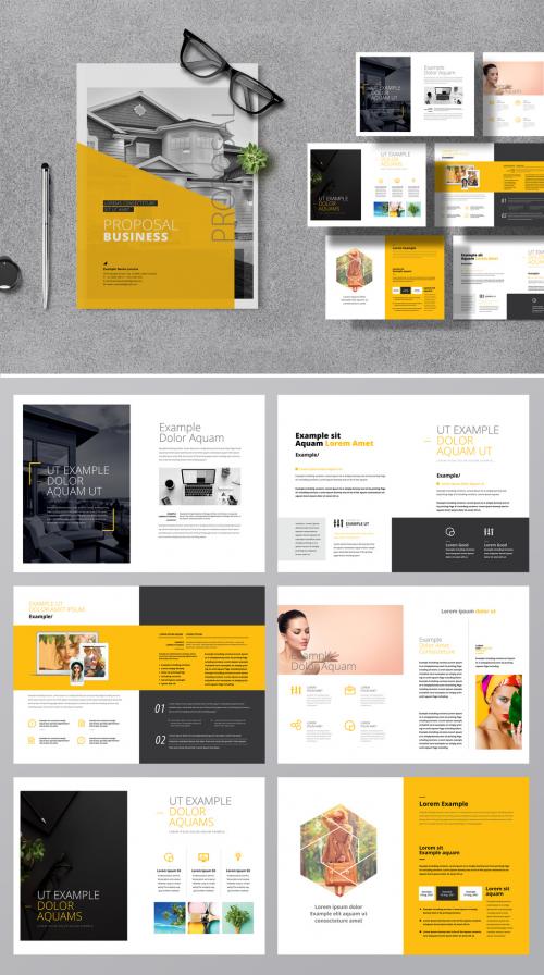 Yellow Accent Minimal Creative Proposal Layout - 387476203