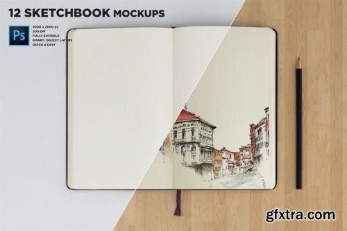 Sketch Book Mockup Design Pack 13xPSD