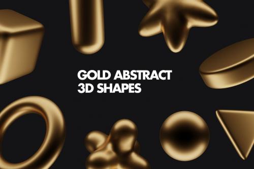 Abstract gold 3d shapes