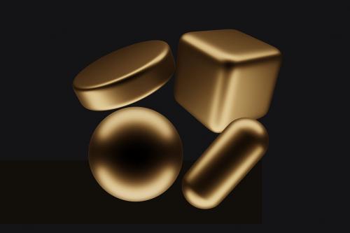 Abstract gold 3d shapes