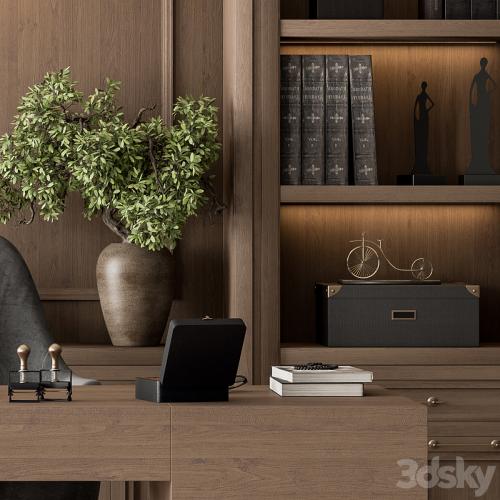 Classic Boss Desk and Library Wood Set - Office Furniture 278