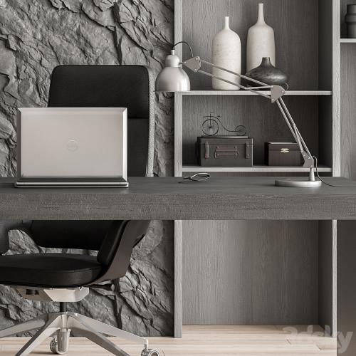 Boss Desk and Library Gray Set - Office Furniture 284