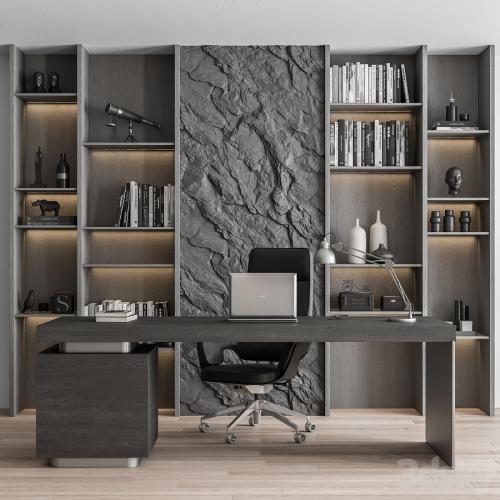 Boss Desk and Library Gray Set - Office Furniture 284