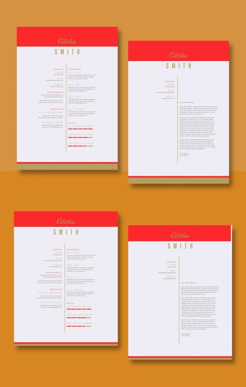 Red and Gold Resume Set - 388576687
