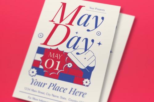 Red Blue Vintage May Day Flyer Set