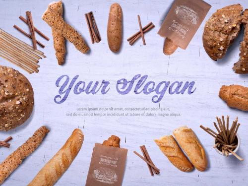 Bread and Paper Packaging Mockup Bakery Branding - 388586501