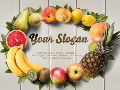 Circle of Exotic Fruits Mockup - 388586707