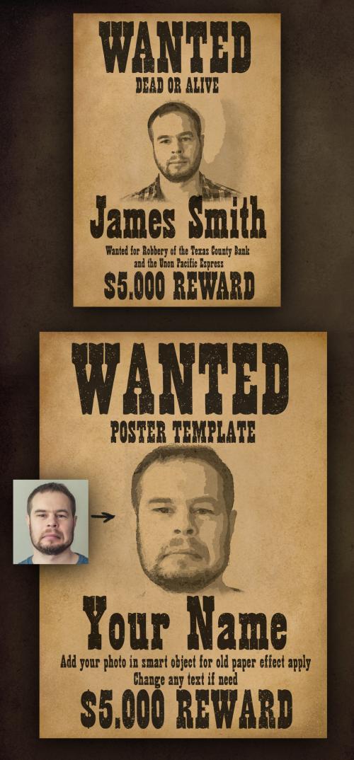 Wanted Poster with Old Photo Effect - 388594694