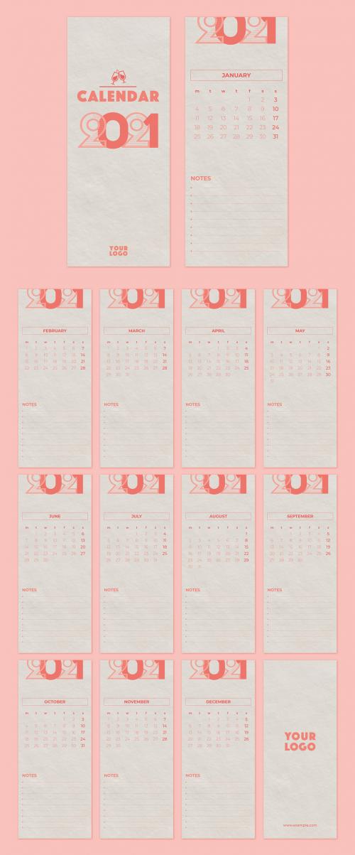 thin Format Printable 2021 Calendar - 388787349