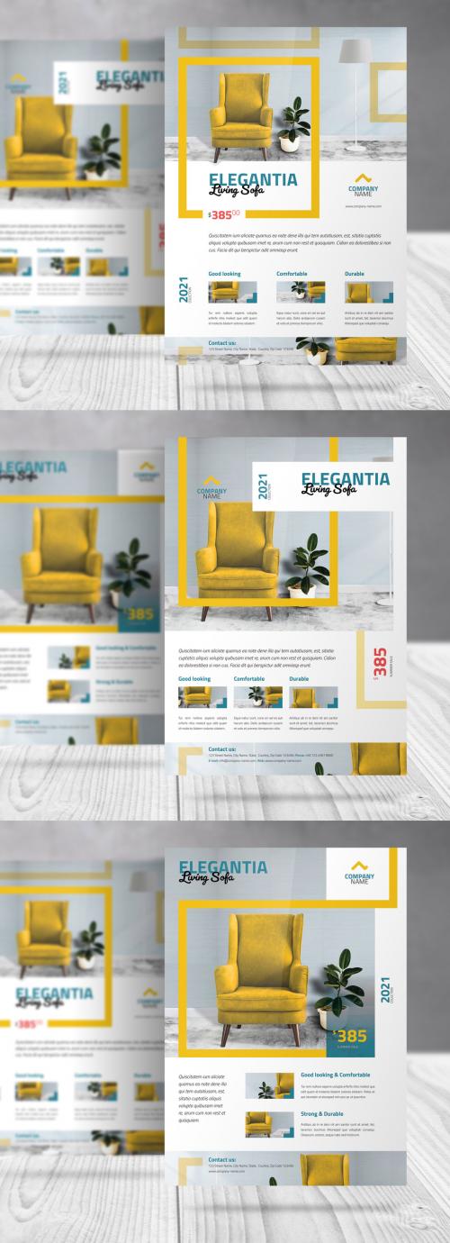 Product Promotion Flyer with Yellow and Turquoise Accents - 388817820