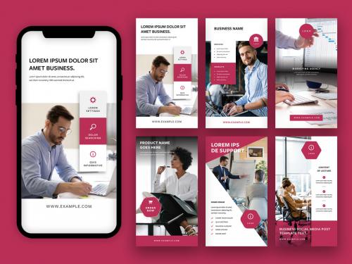 Modern Business Social Media Story Layouts with Red Accent - 388826639