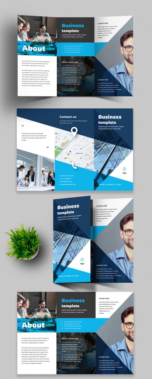 Blue Trifold Brochure Layout for Business Purposes - 388826697