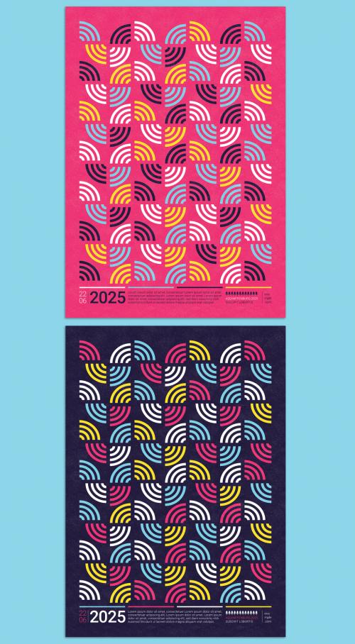 Cover Brochure Layout with Modern Geometric Pattern Background - 389693173