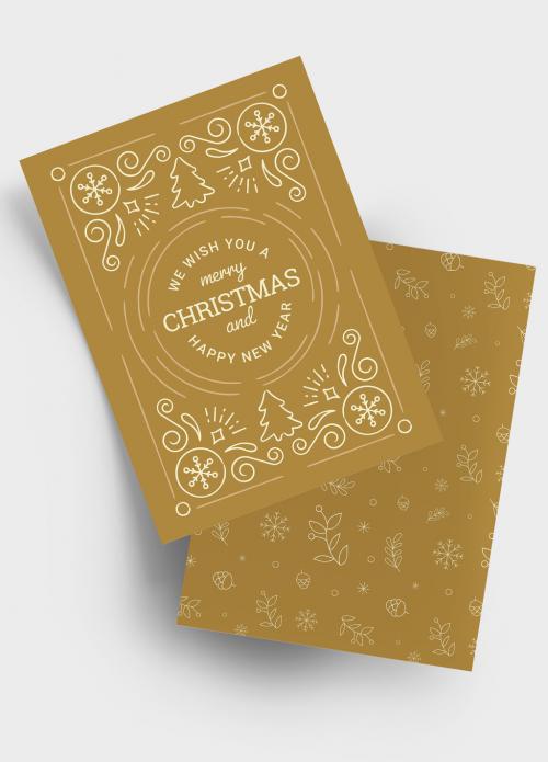 Christmas Card Invitation Layout with Hand Drawn Border Ornaments - 389722278