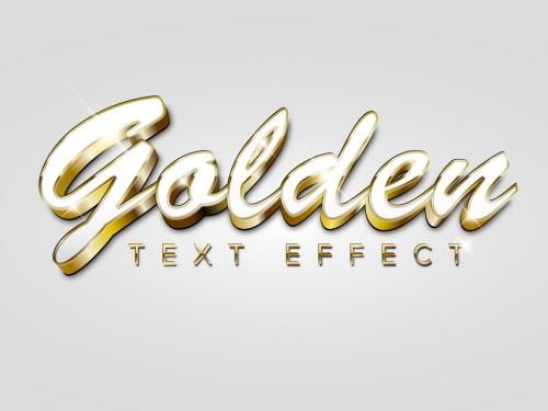 Golden White Metallic 3D Text Effect with Glitter - 389734693